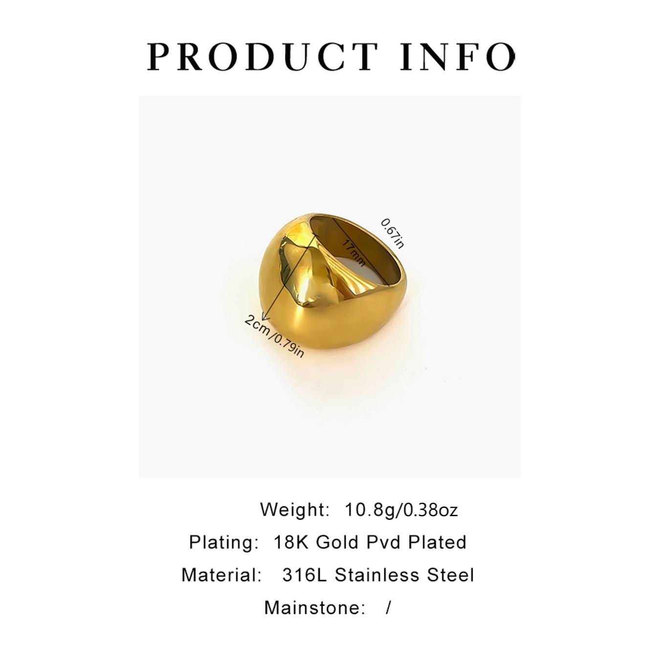 16g Weight 18K Gold Plated 316L Stainless Steel Geometric Waterproof Non Tarnish Surgical Steel Simple Style Streetwear Rings For Women's