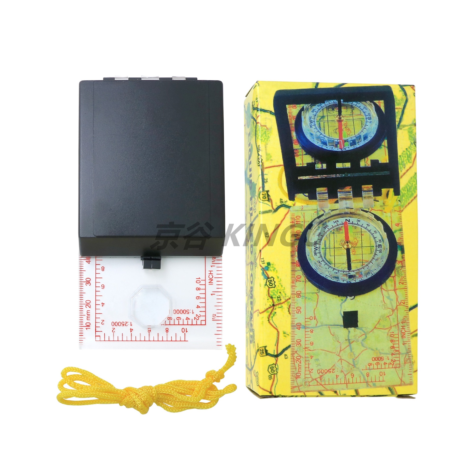Brújula plegable acrílica con regla y mapa, modelo DC45-6A, puntero norte, ideal para dibujo o excursión