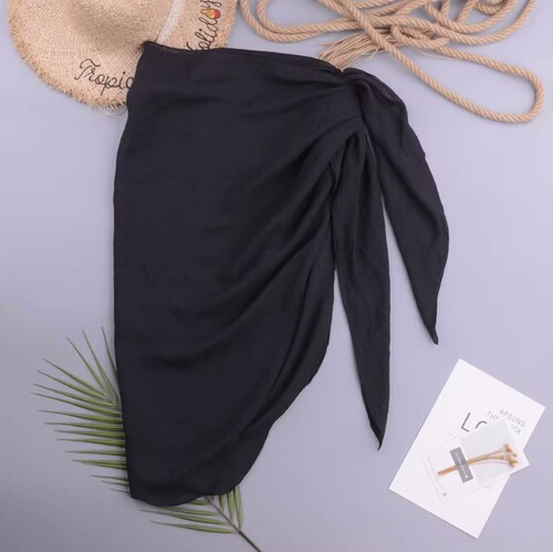 Solid Color Bikini with Separate Scarf, 2024 New Ins Beach Pool Hot Spring Sexy Swimsuit Sun Protection Half Skirt