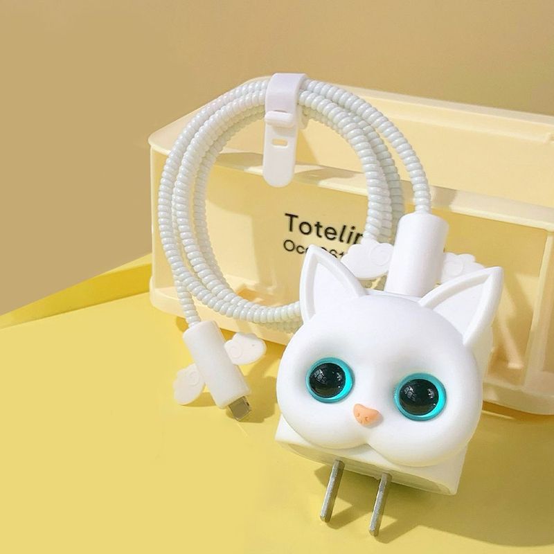 漫画猫データケーブル破損防止保護カバー Apple 高速充電 20 ワット電気製品保護ヘッド保護カバーに適しています|undefined
