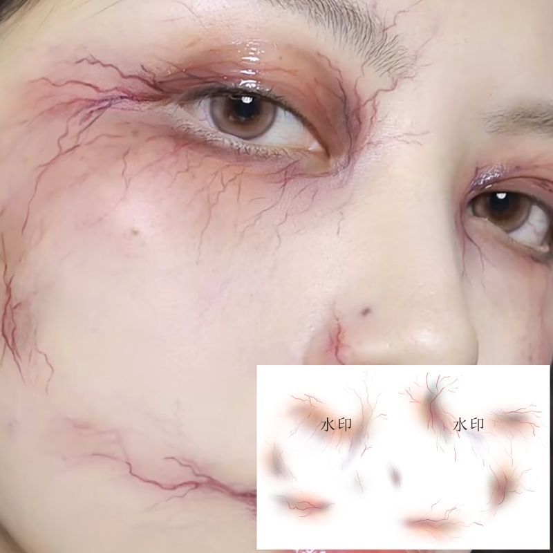 Halloween bruise red blood silk makeup tattoo stickers dark crack facial eye corner blood silk blood mark fake wound