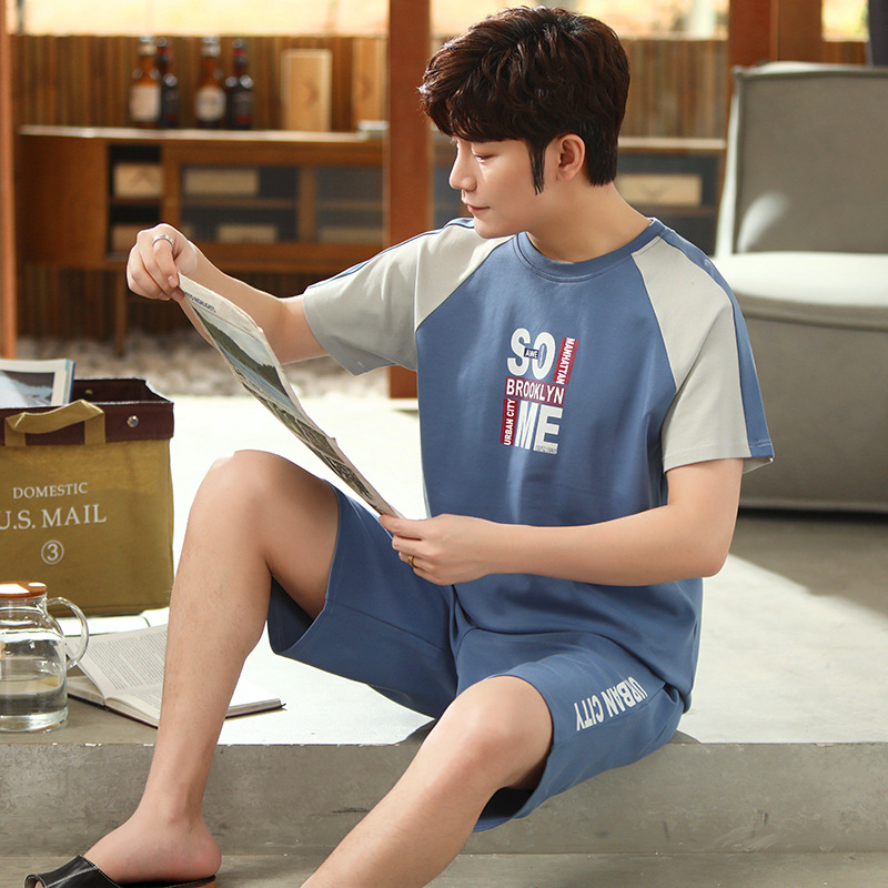 2022 verano nuevos hombres pijamas pantalones cortos de algodón de manga corta jersey de dos piezas ropa de abrigo casual de algodón ropa de casa