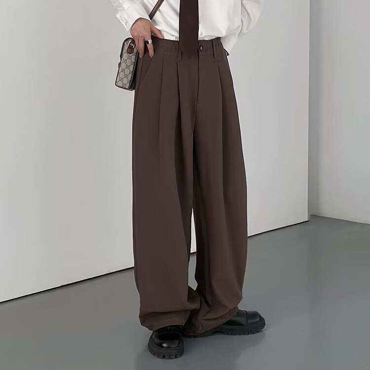 New Spring and Autumn Trendy Men's Casual Versatile Trousers Straight Loose Large Size Suit Long Trousers Handsome and Trendy