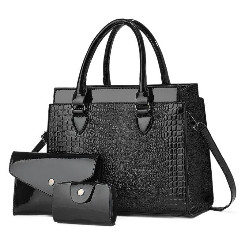 Women's Urban Crocodile Pattern Handbag Mother And Child Three-piece Set Single Shoulder Crossbody Bag_voghion.com