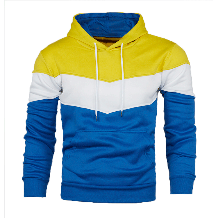 Men's Clothing Autumn and winter blue street casual sports sweatshirt loose side seam pocket block color youth hoodie_senzul.com