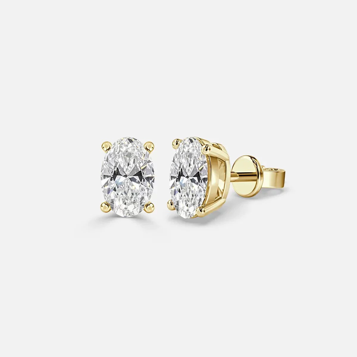 Выращивание бриллиантовых серьжных гвоздей 18K белого золота четыре когтя серьги гвоздики 1 карат алмаз