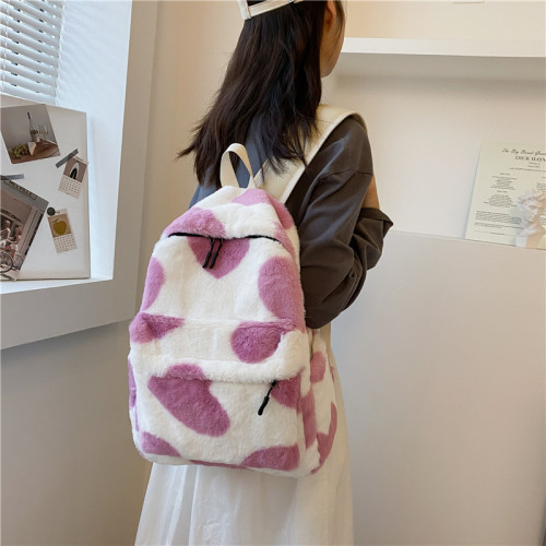 Harajuku-style Backpack for Girls, Cute Ins Double Backpack with Plush Design,  Korean-Style Student Bag, Soft-Girl Dual-Shoulder Bag