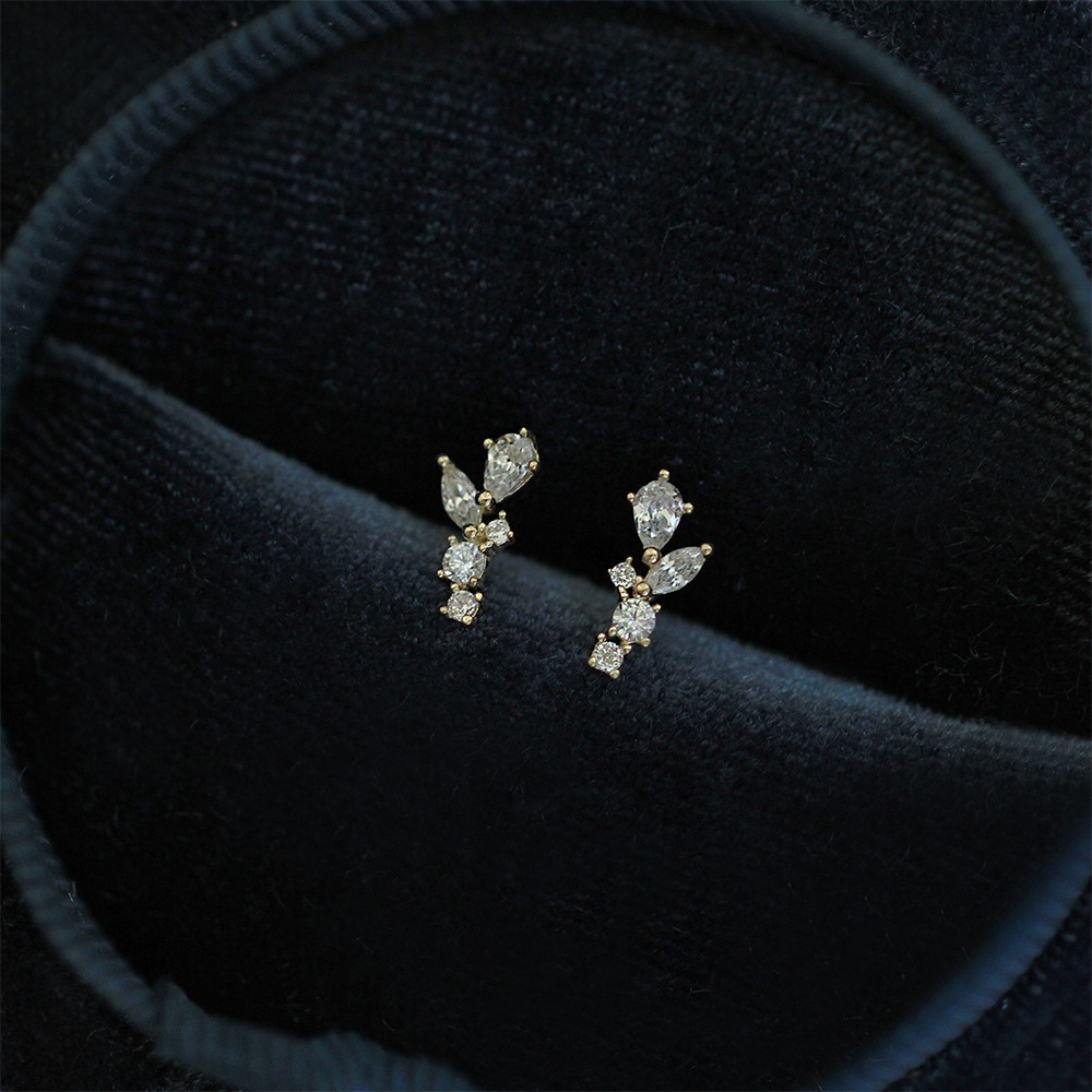 Estilo europeo y americano, uso simple, plata de ley s925, ocho estrellas, amor, pendientes de colgante de perlas irregulares brillantes