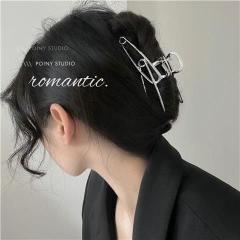 高街風金屬別針抓夾盤頭髮夾女氣質後腦勺鯊魚夾子2022年新款發抓
