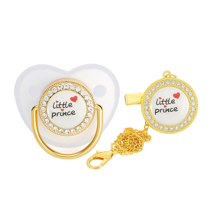 2022 transfronteriza Venta caliente amor Pequeño Príncipe bebé diamante pezón bebé diamante chupete con cubierta de polvo