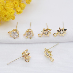 ��ɫ14k����S925���y����ǻʹڶ�����diy�ֹ������������l