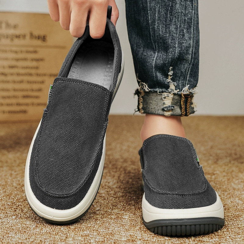 Мужская обувь 2024 летом дышащая старая пекинская ткань обувь повседневная мужская холст обувь ленивый педаль мягкая подошва рабочая обувь