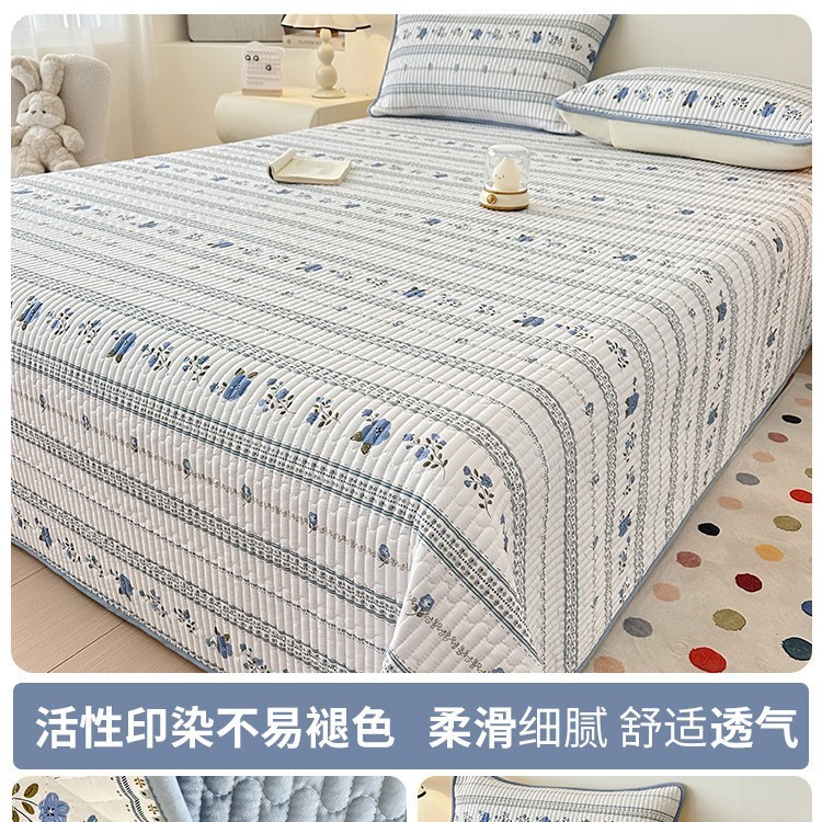 夏季水洗棉床盖单件a类母婴级四季通用榻榻米防滑夹棉床单三件套3|undefined