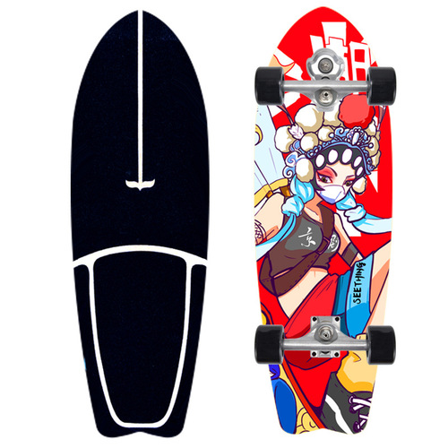 32-inch Land Surfboard S5 Spring Bridge No-Pedal Ski Simulation Training Board Professional Street Riding Commuter Skateboard