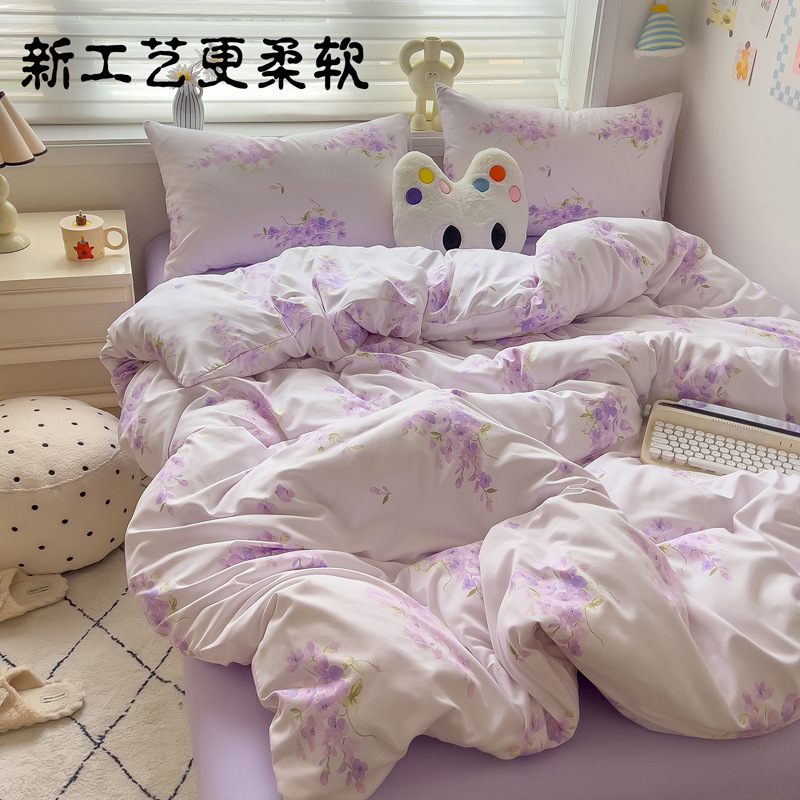 カテゴリーA 母子グレードベッド4点セット 花柄キルトカバーシーツ 学生寮3点セット 純綿キルトシーツ|undefined