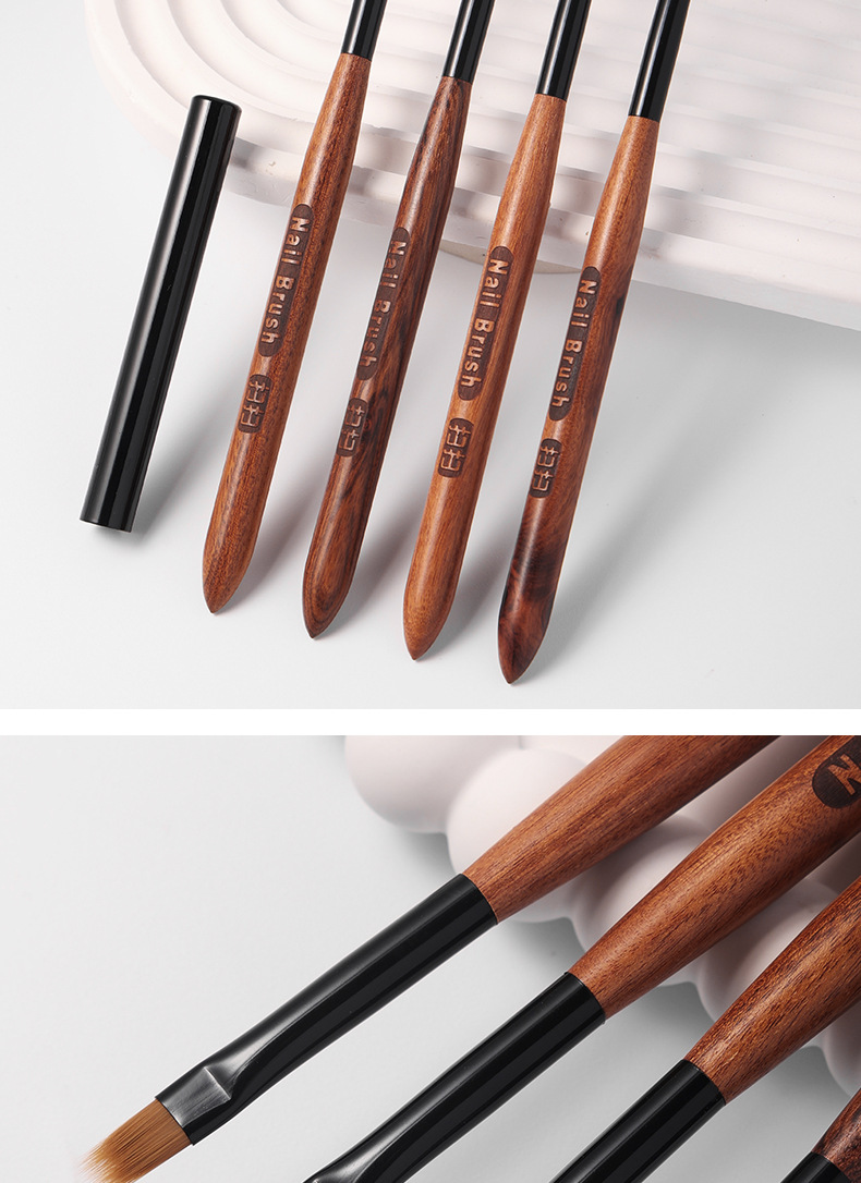 Holz Gradient Nail Art Pinsel Acryl Nagel Ombre Stift DIY UV Gel Pinsel Zeichnung Blumen Nägel Pinsel Maniküre Werkzeuge für Salon – Detail 9