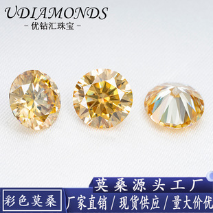 Champagne color plated moissanite bare stone factory jewelry inlay source supply in stock straight hair one card one yard