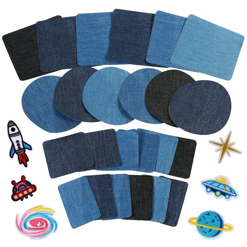 Adhesive Backing Sweater Shirt Elbow Patch Can Be Cut at Will, Knee Repair Patch, Square and Round Cross-border Special Denim Patch