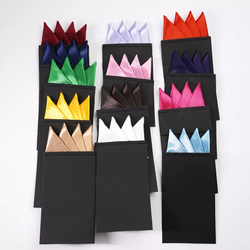 男士预折叠口袋方糖糖果颜色丝手帕正式婚礼派对商务胸巾免折便携