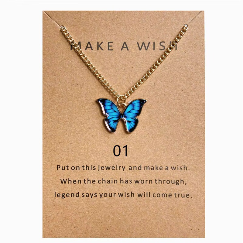 Bohemian European and American Cross-Border Creative Pendant Fashion Butterfly Wing Necklace Clavicle Chain Jewelry Card Packaging Wholesale Bohemian European and American Cross-Border Creative Pendant Fashion Butterfly Wing Necklace Clavicle Chain Jewelry Card Packaging Wholesale