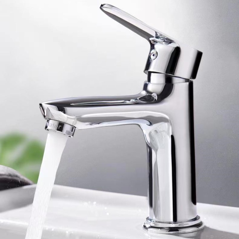 Copper single hole basin faucet bathroom wash basin household cream style bathroom faucet hot and cold light luxury