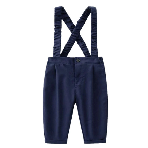 Cross-border spring and autumn new children's suit, boys 'suspenders, solid color long-sleeved bow tie, performance clothes, pleated children's wear on behalf