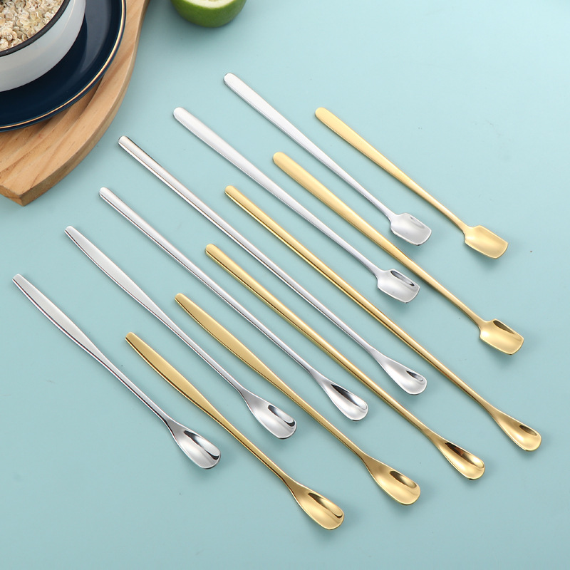 304 acero inoxidable mango alargado condimento cuchara café té leche miel sopa postre cuchara de hielo cuchara de barra regalo
