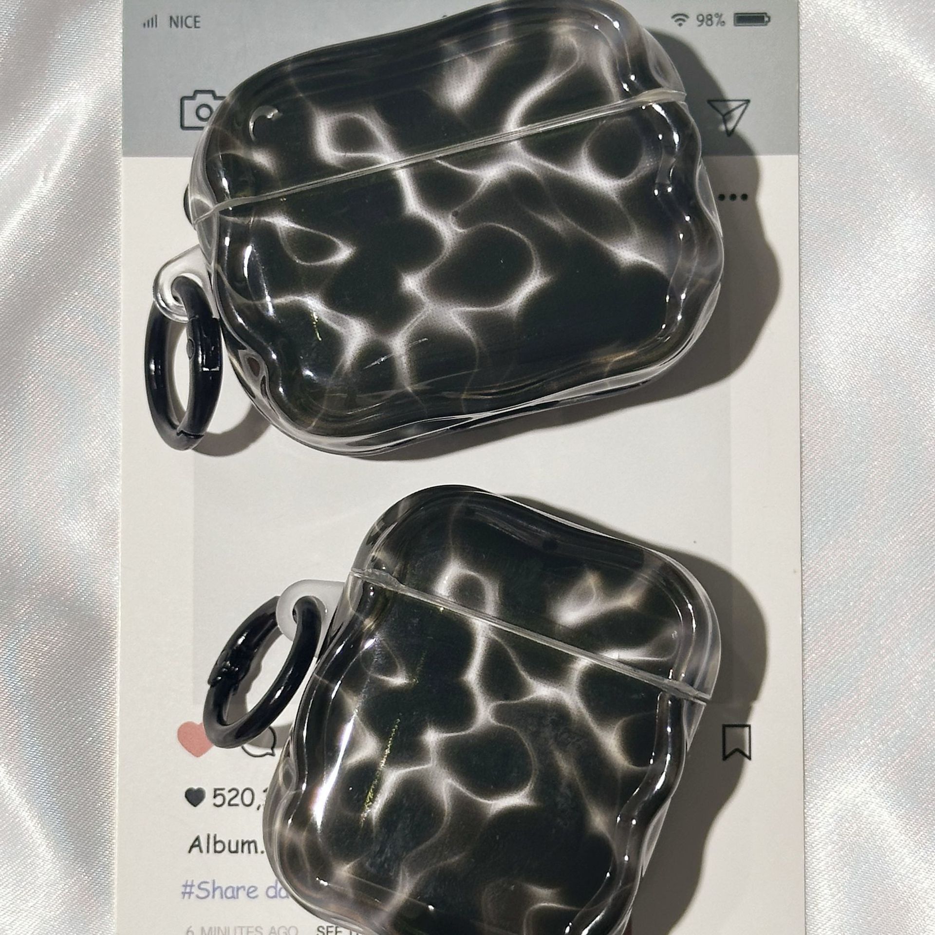 Ámbar negro minimalista para airpodspro3 estuche de protección para airpods 4 generación 5 estuche de protección para auriculares Bluetooth