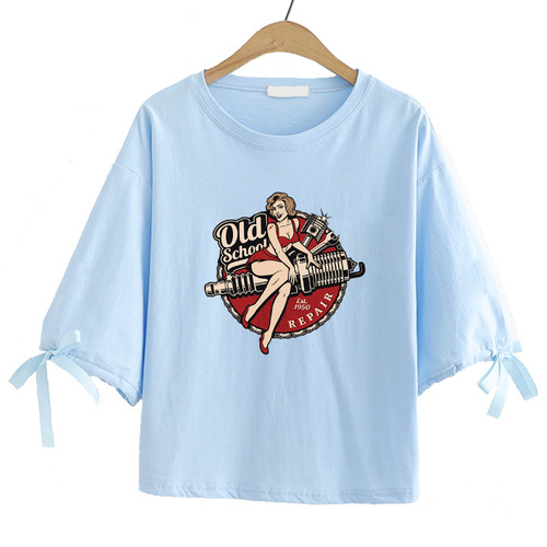Hip-hop style girl heat transfer printing on clothing and accessories using VOGUE beauty copperplate printing stickers