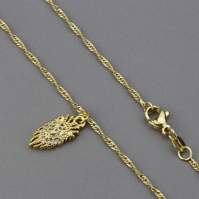 New Zirconium Inlaid Lion Gold-plated Temperament Animal Pendant Necklace display picture 6