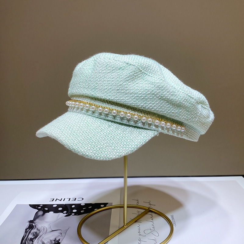 Frau Vintage-stil Einfarbig Gebogene Traufen Baskenmütze display picture 4
