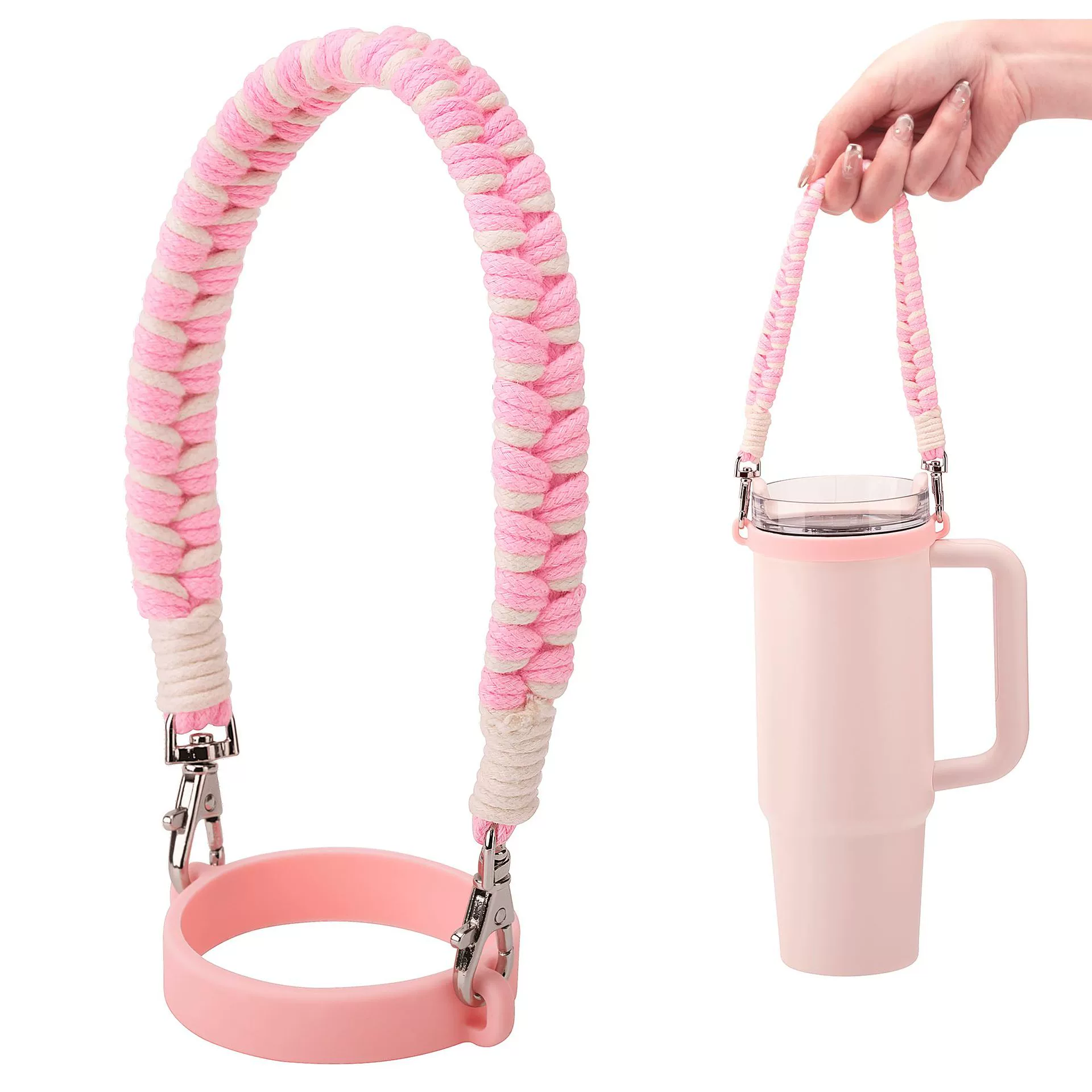 Ручная плетеная чашка для воды канат с чашкой для воды 8-40 унций пищевой силиконовый круг портативный спортивный стакан для воды