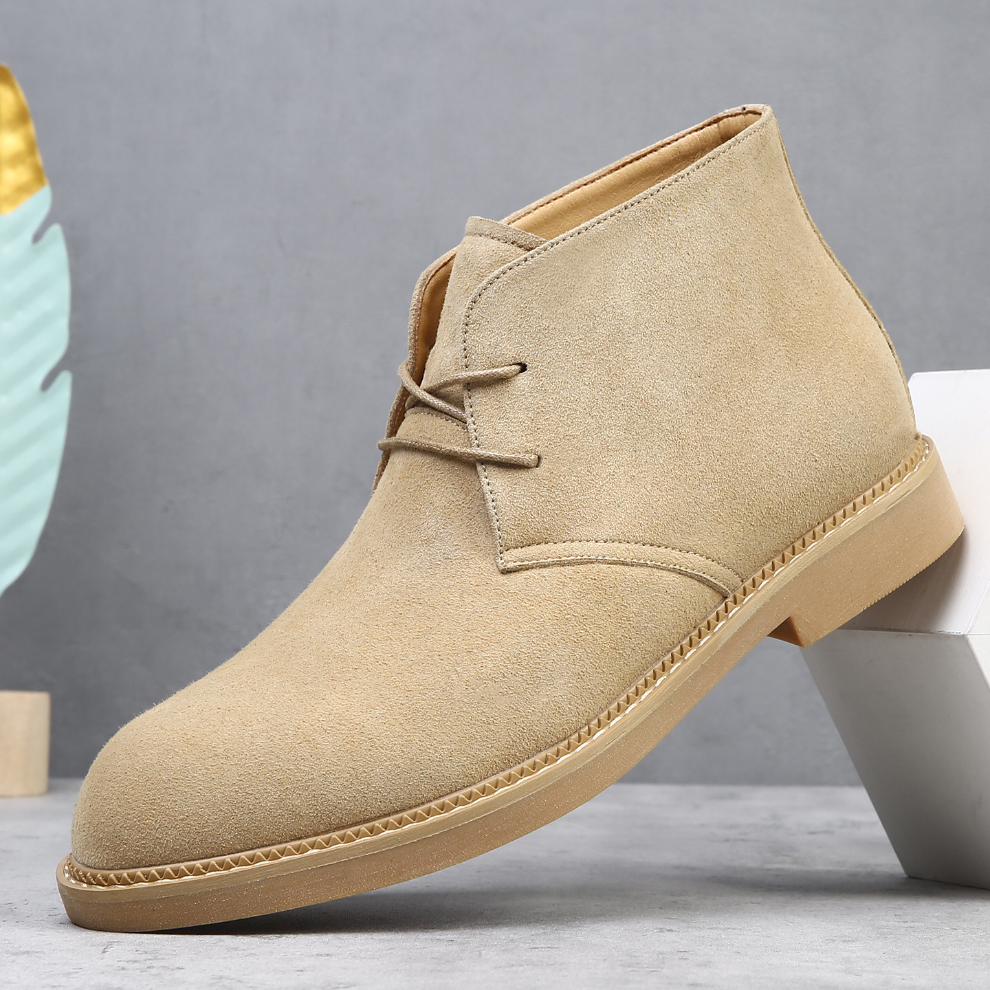 Botas del desierto para hombres 47 48 botas Martin para hombres de alto estilo británico retro botas de cuero casuales versátiles