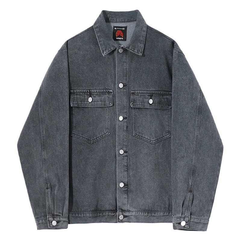 MYQ Denim abrigo de los hombres de primavera y otoño estilo Coreano de moda guapo suelta solapa del todo-fósforo ropa de trabajo chaqueta superior