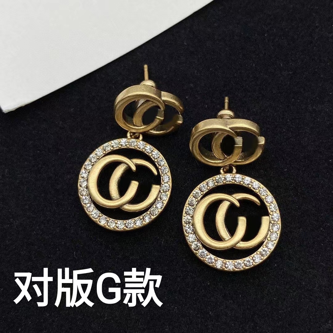 欧美宫廷风双G字母耳坠经典时尚OL高级感古家耳环ins复古奢华耳饰