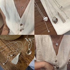 シルバーつや消しラブペンダントネックレス女性用ニッチシンプルタッセルボールロングセーターチェーン多用途アクセサリー