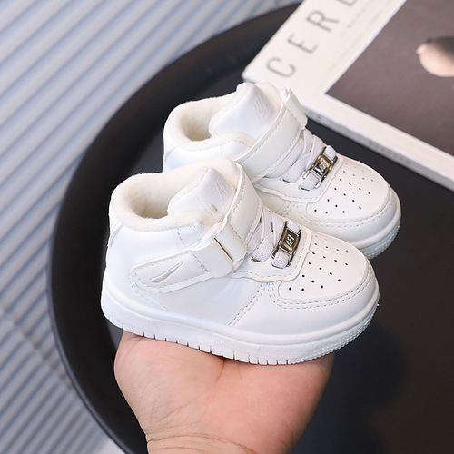Warm children's sports shoes for boys and girls casual sneakers  winter new mid-top baby cotton shoes toddler shoes