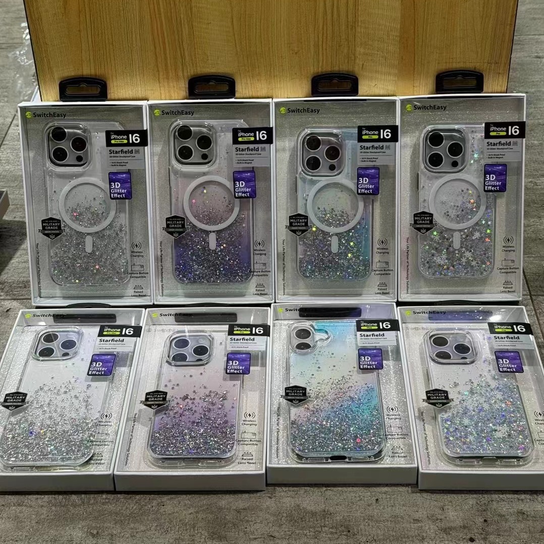 SwitchEasy M Star Series for Apple iphone16pro Transparent Magnetic Glitter Phone Case