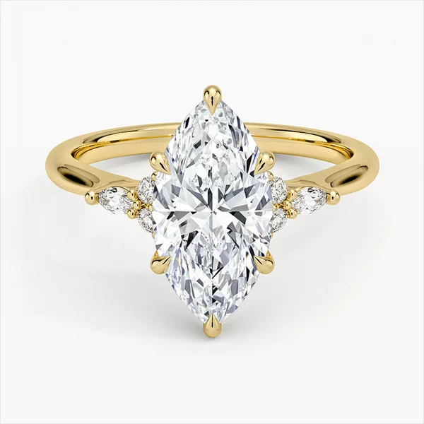 Tk Cross-Border Hot-Selling V-Shaped Horse Eye Stone Zircon Ring Set Copper Electroplated Real Gold Ring Set