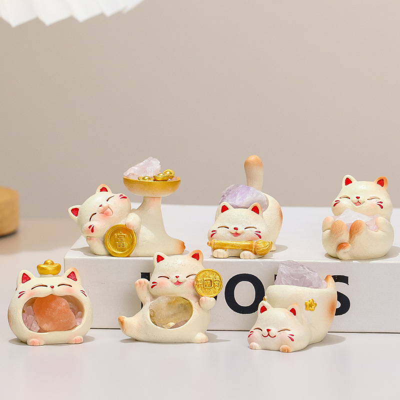 かわいい猫クリスタルブラインドボックス装飾品クリエイティブトレンディなデスクトップ装飾樹脂工芸品新しいギフトかわいい新しい|undefined