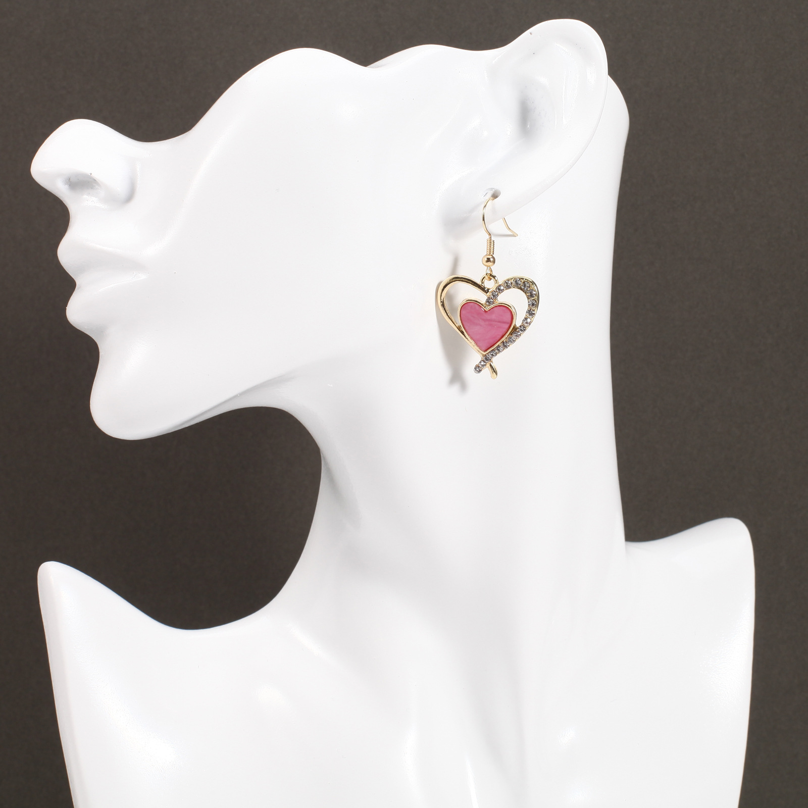 18g Weight Copper Ear Needle Material Rhinestones, Pearl Inlay Material Drop Earrings Classification 1 Pair Quantity Holiday, Daily Occasion Alloy Material Heart Shape Pattern Women's Gender Enamel, Inlay Design IG Style, Sweet Style 1 Pair IG Style Sweet Heart Shape Enamel Inlay Alloy Rhinestones Pearl Drop Earrings 19