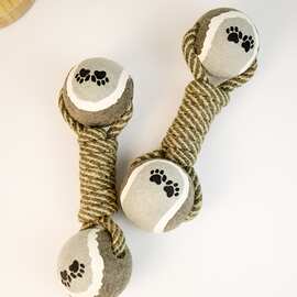 宠物用品玩具棉绳网球狗狗大型犬金毛拉布拉多绳结磨牙洁齿哑铃球