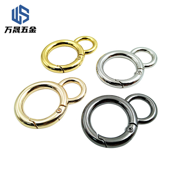 Factory wholesale 8 word opening ring metal spring buckle luggage hardware buckle zinc alloy dog buckle hook mountaineering buckle