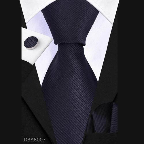 Men's three-piece business tie suit (8cm hand tie + pocket square + cufflinks) of the same fabric
