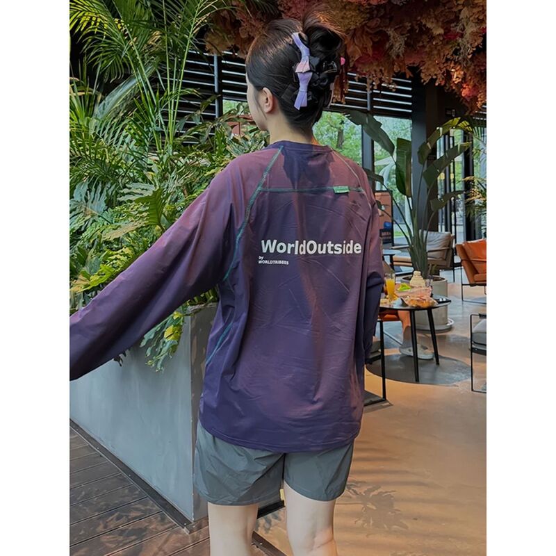 Grape Purple Quick-Drying Sun Protection Long-Sleeved T-Shirt Men's Autumn Sweat-Absorbent Sports Cycling Clothing Outdoor Running Tennis Clothing