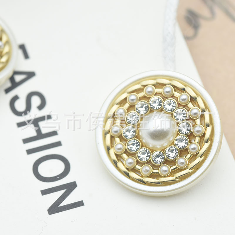 Double metal button three-dimensional rose flower with diamond Chanel style coat button women's coat windbreaker shirt button