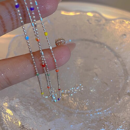 Retro Rainbow Beans Bead Necklace for Women Dopamine Minimalist Unique Design Clavicle Chain Fashion Necklace Accessory