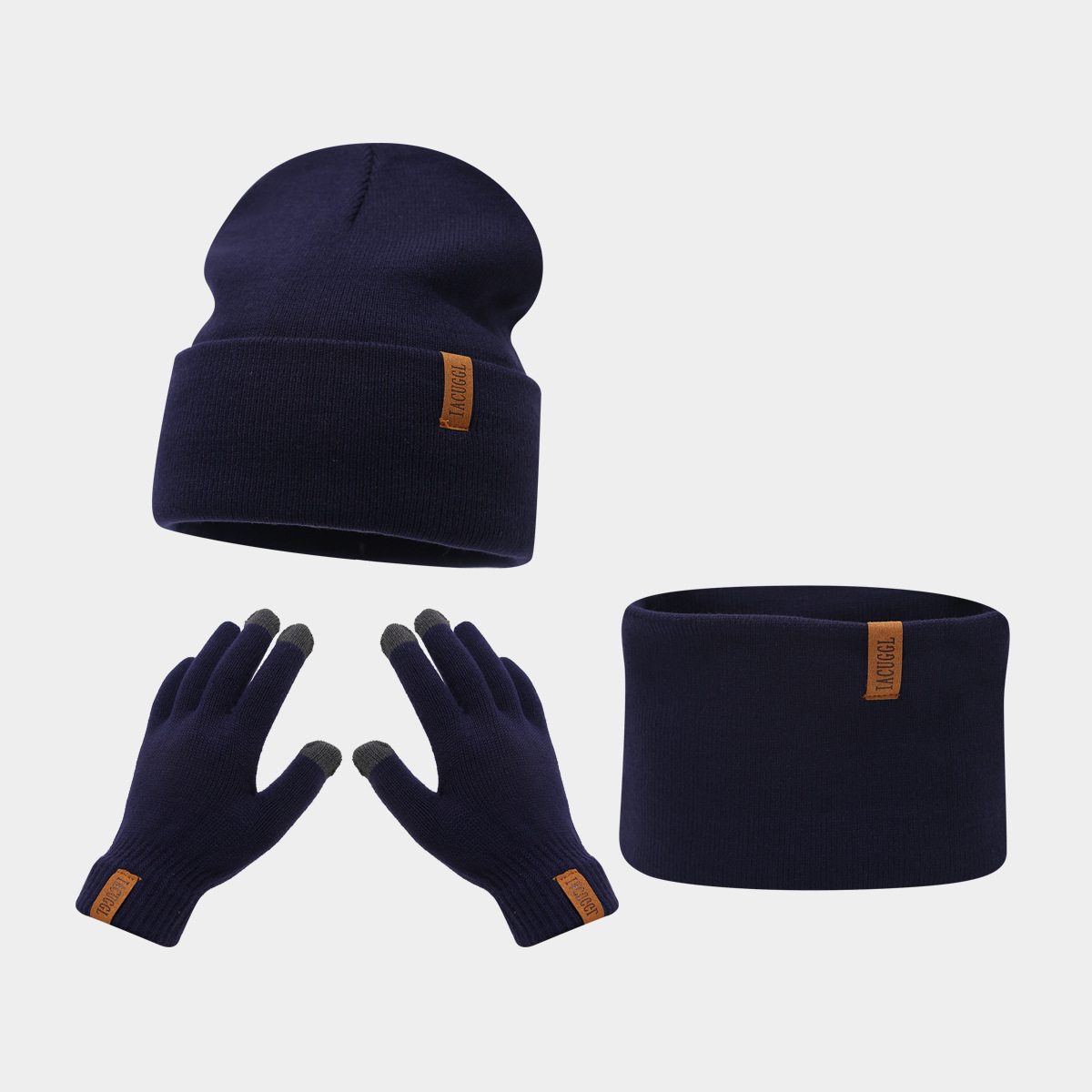 Winter Strickset Für Damen Und Herren Mit Lederpatch Mütze Schal_voghion.com