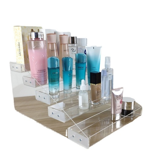 Desktop acrylic cosmetics storage rack box transparent ladder storage rack dressing table skin care product display box