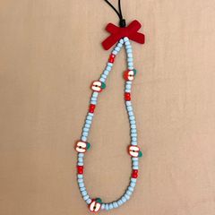 彩色蝴蝶結手機鏈條ins配件串珠diy掛繩鑰匙扣水晶掛件